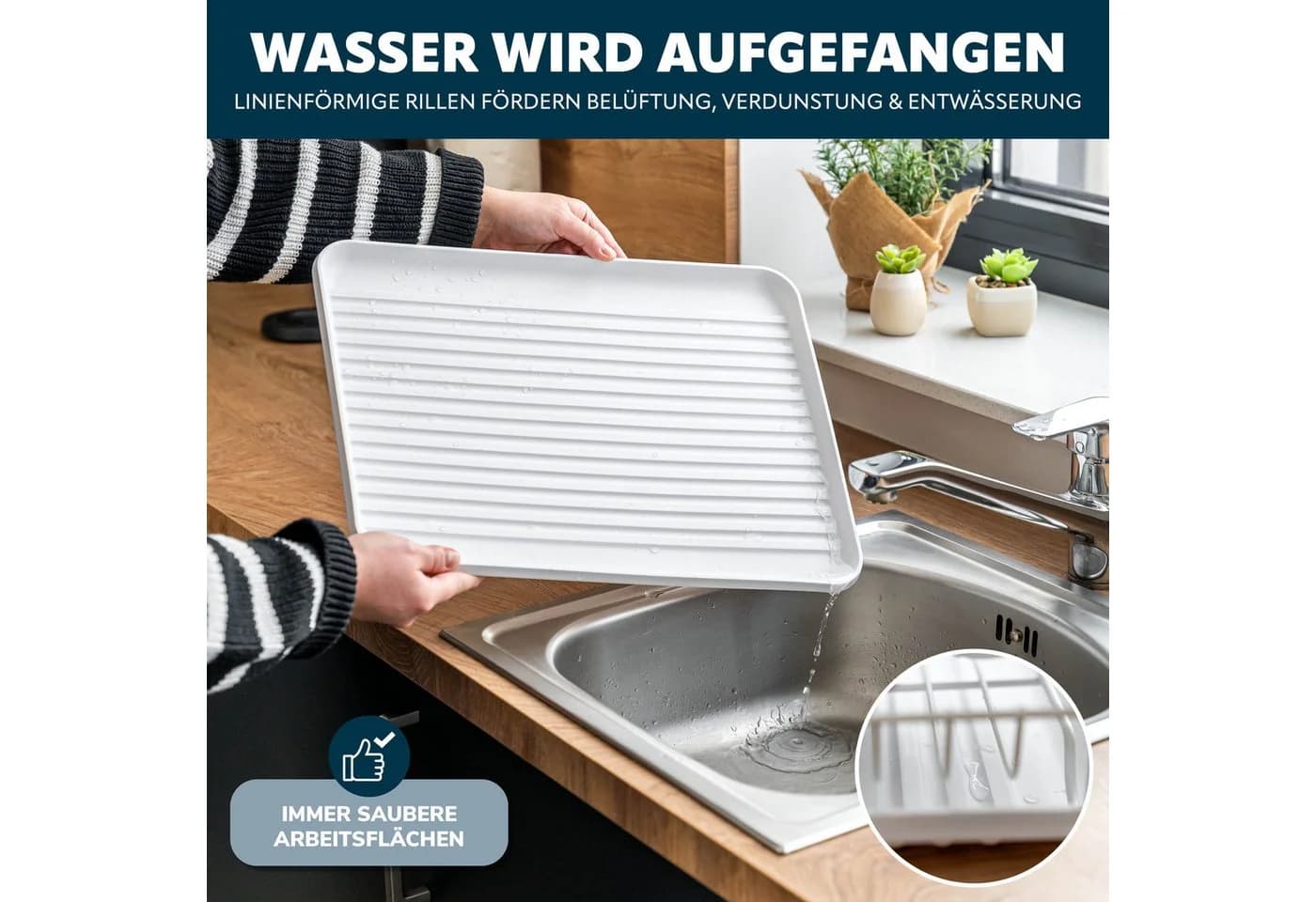 eluno Geschirrständer Metall mit Abtropfschale & Besteckhalter - Bild 5