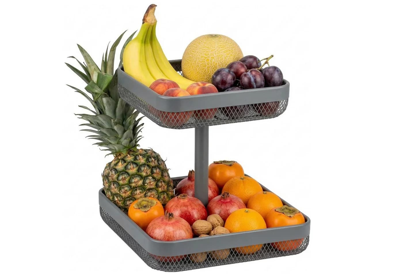 eluno Obstschale eckig 2-stöckig grau Metall - Bild 2