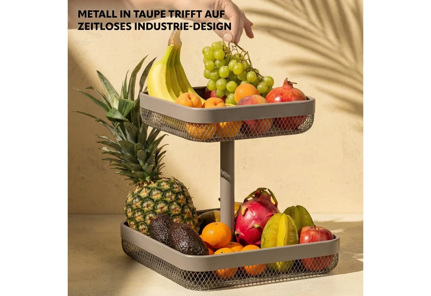 eluno Obstschale eckig 2-stöckig Metall grau - Bild 4