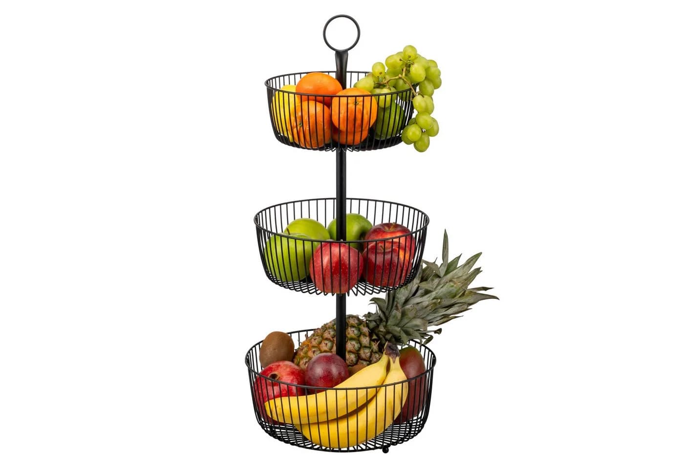 eluno 3-stöckige Obstschale rund schwarz Metall - Bild 2