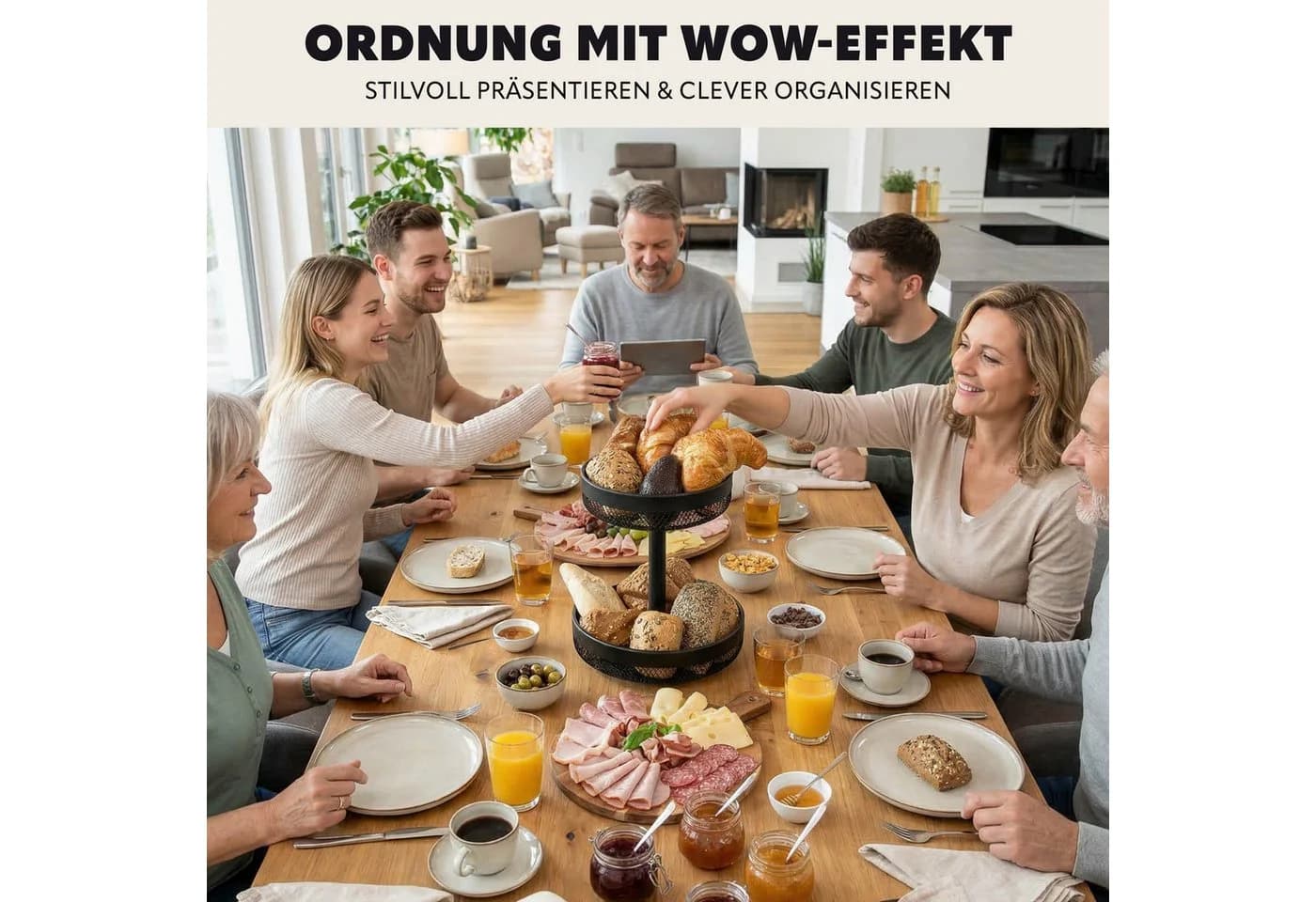 eluno Obstschale 2-stöckig Schwarz Metall - Bild 5
