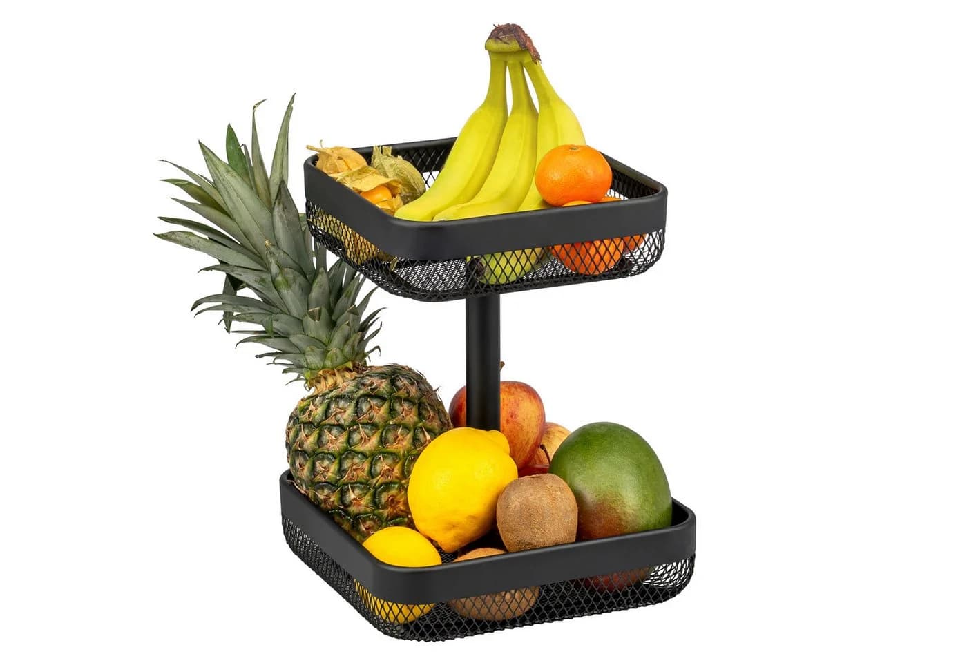 eluno Obstschale 2-stöckig Schwarz Metall - Bild 2