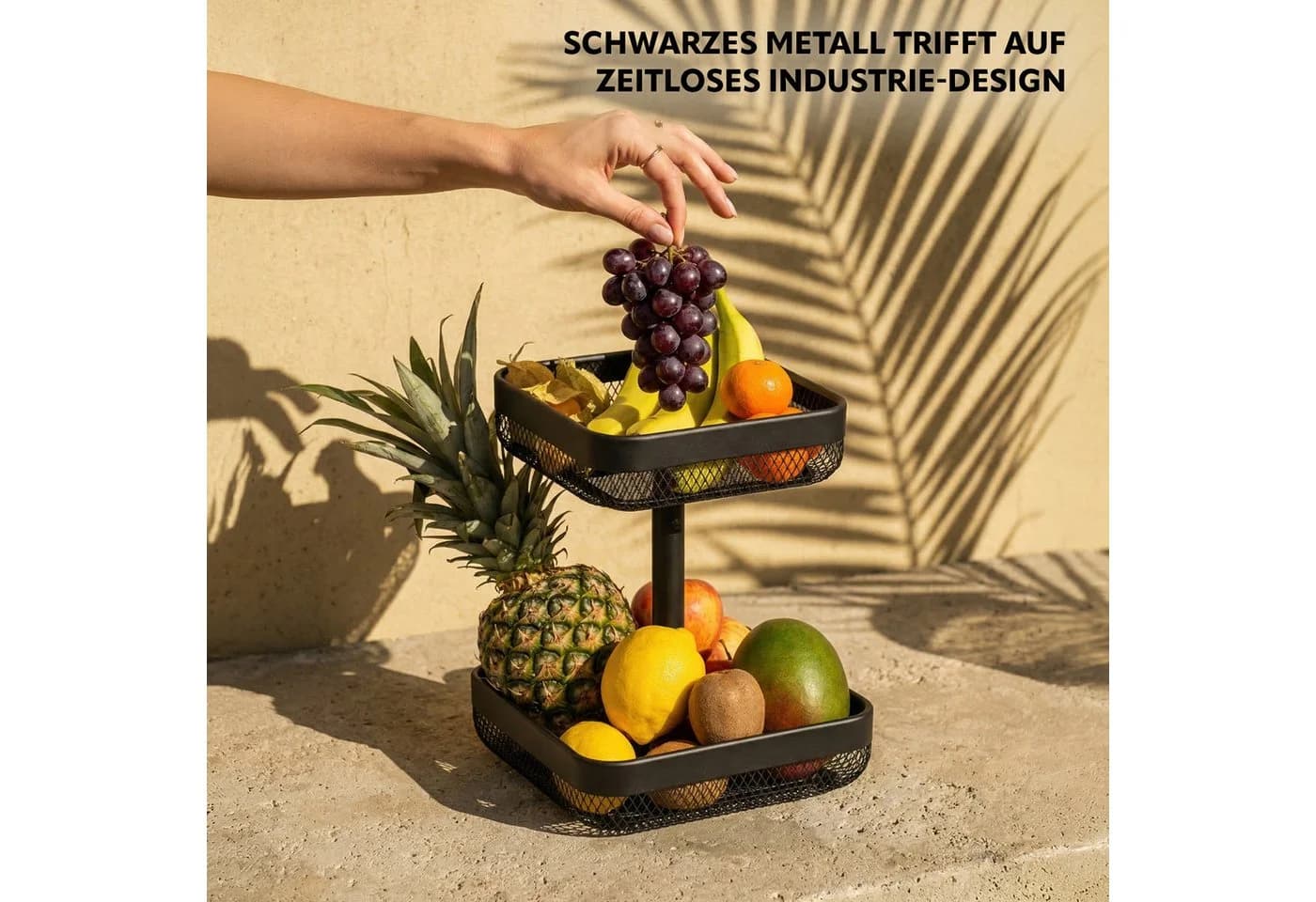 eluno Obstschale 2-stöckig Schwarz Metall - Bild 4