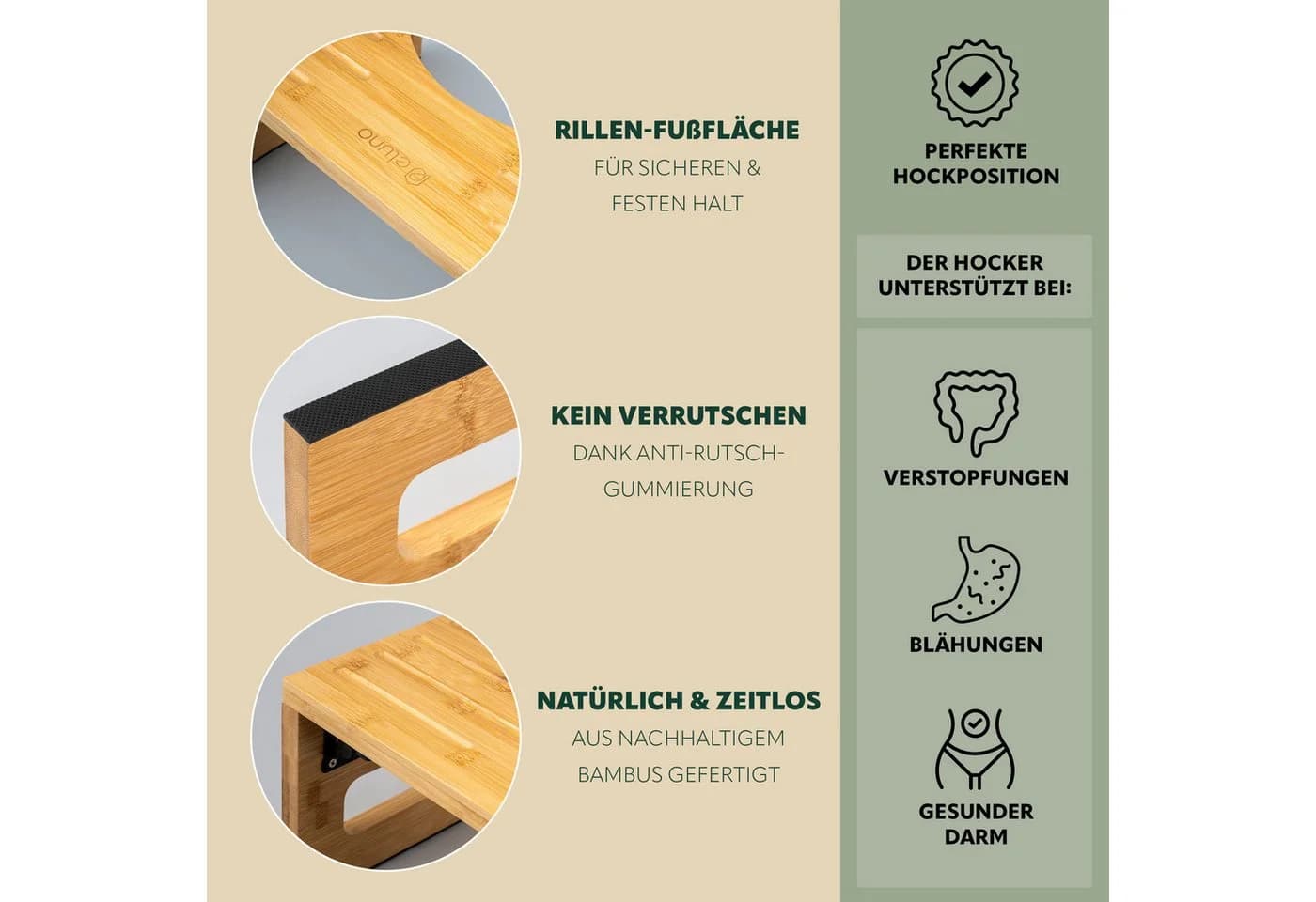 eluno Toilettenhocker Bambus Zusammenklappbar Natur - Bild 4