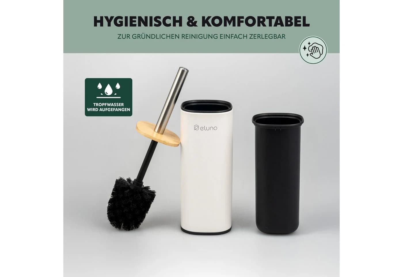 eluno Badaccessoire-Set 2 tlg. Weiß/Bambus mit Soft-Close - Bild 4