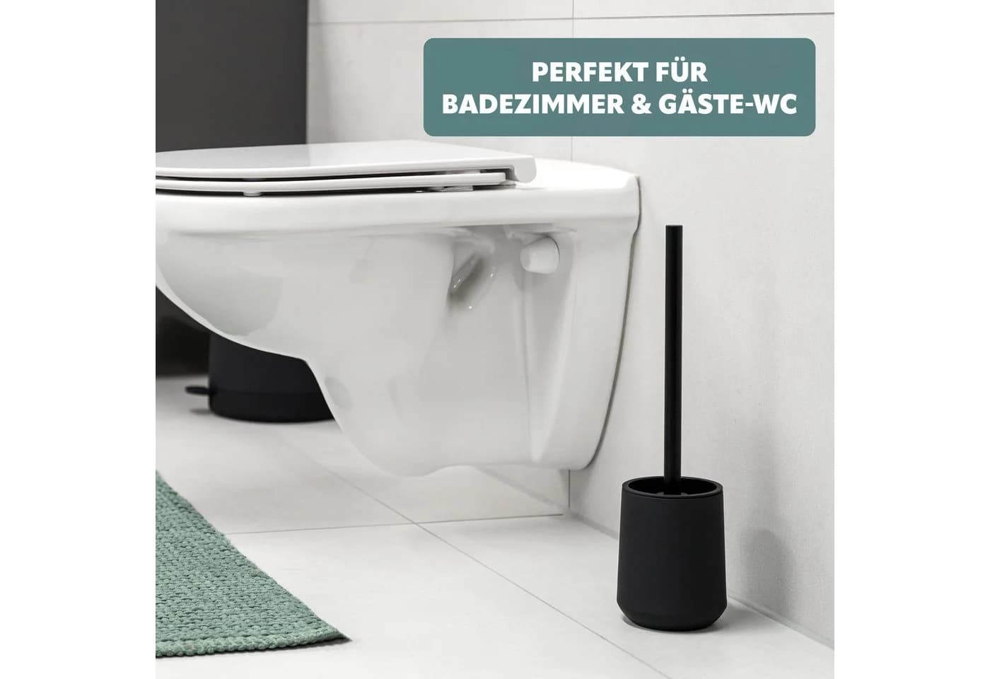 eluno WC-Garnitur WC-Bürste inkl. 1x Ersatzbürstenkopf, Kunststoff, Schwarz - Bild 4
