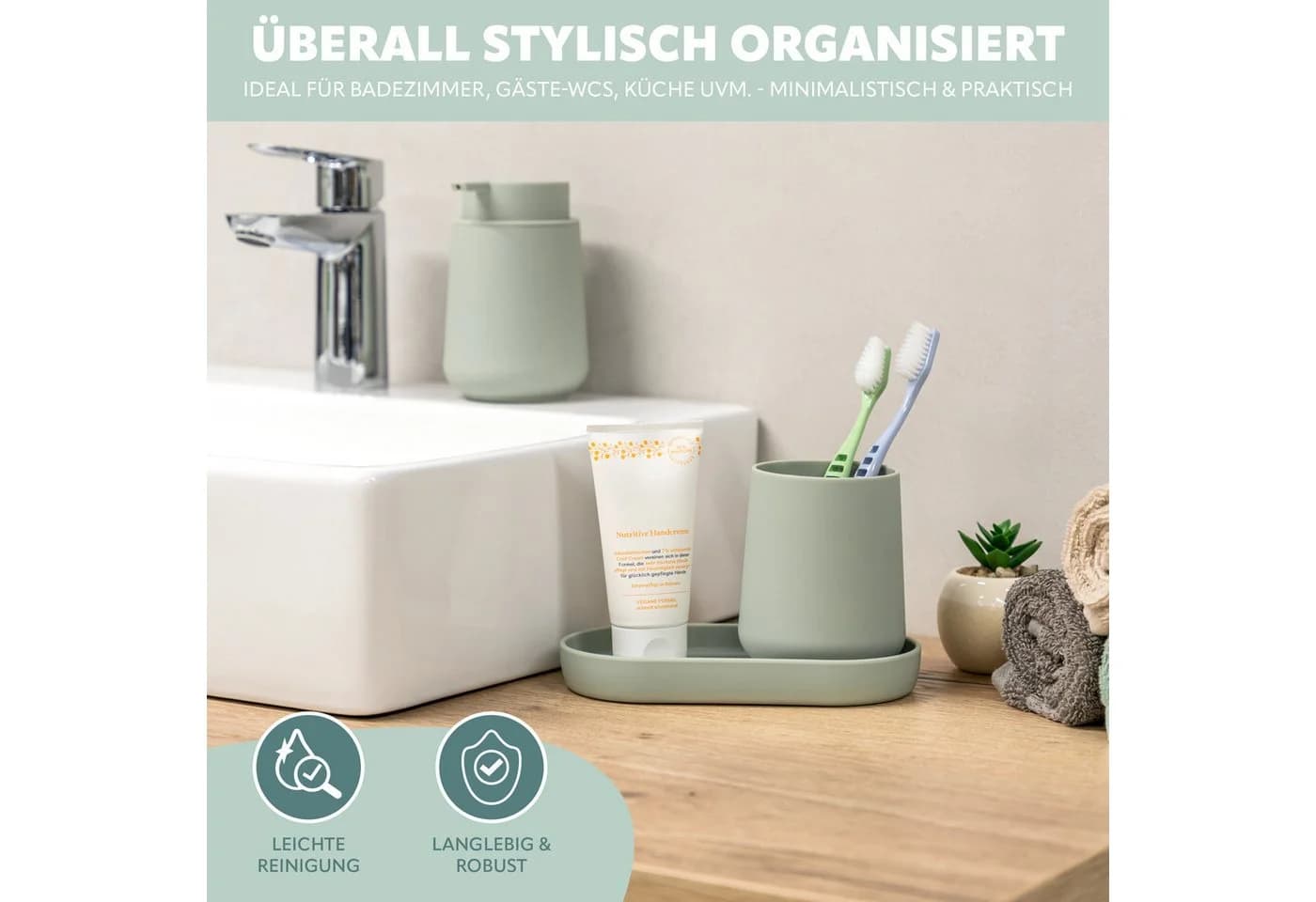 eluno Badaccessoire-Set TESERO 3tlg. Soft-Touch Salbei - Bild 4