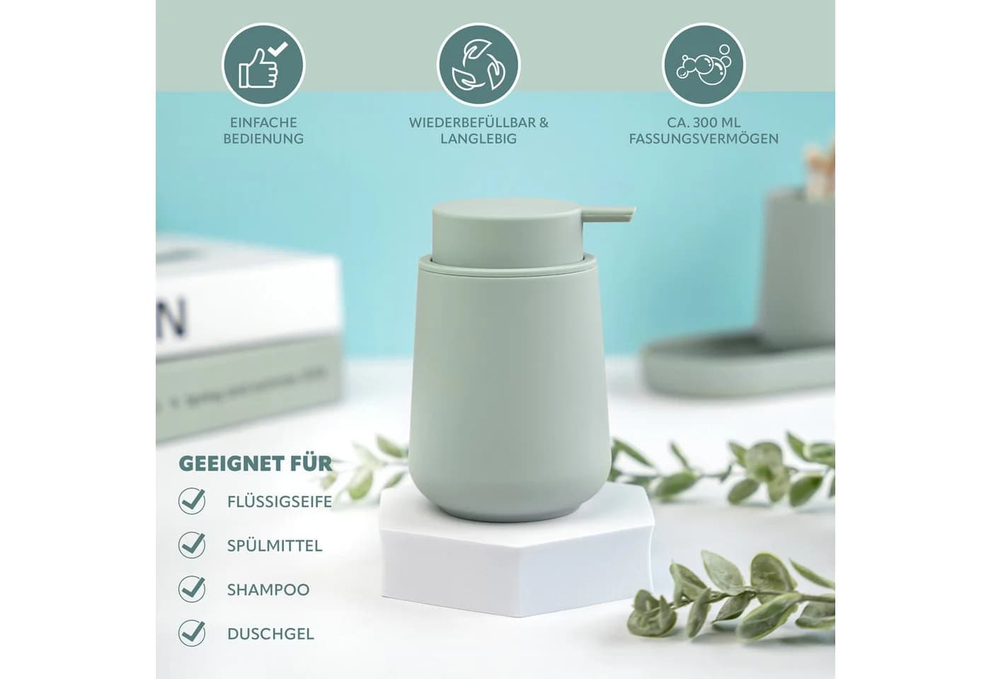 eluno Badaccessoire-Set TESERO 3tlg. Soft-Touch Salbei - Bild 5