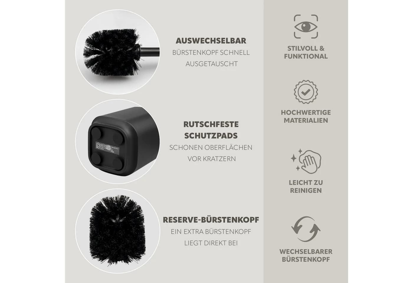 eluno WC-Reinigungsbürste VALONA Schwarz mit Abtropfbehälter - Bild 5