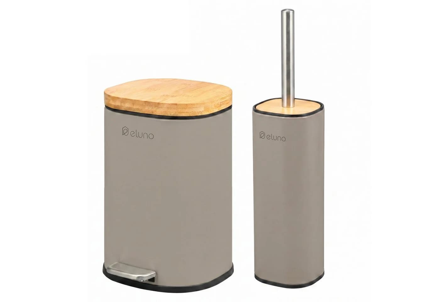 eluno Badaccessoire-Set 2-tlg. aus Metall und Bambus Braun - Bild 2