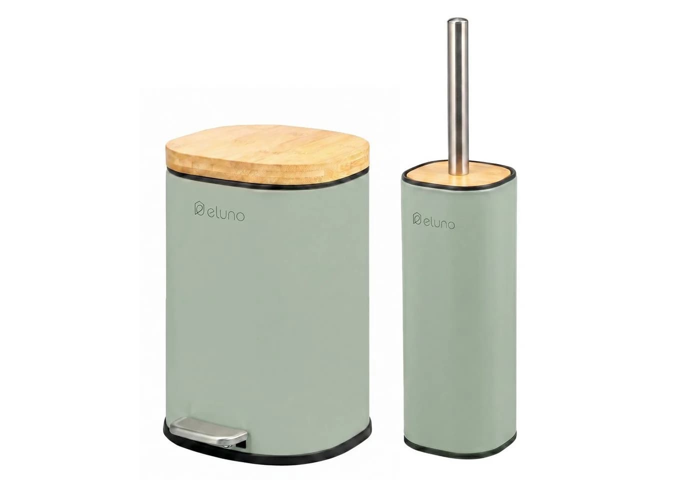eluno Badaccessoire-Set 2-tlg. Salbei/Bambus mit Soft-Close & WC-Garnitur - Bild 2