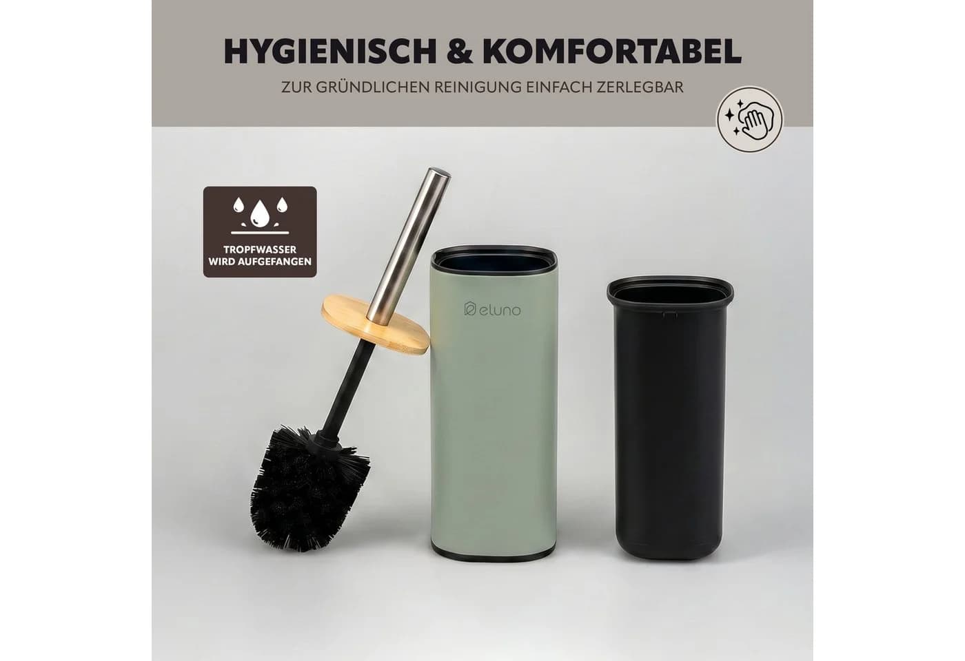 eluno Badaccessoire-Set 2-tlg. Salbei/Bambus mit Soft-Close & WC-Garnitur - Bild 4