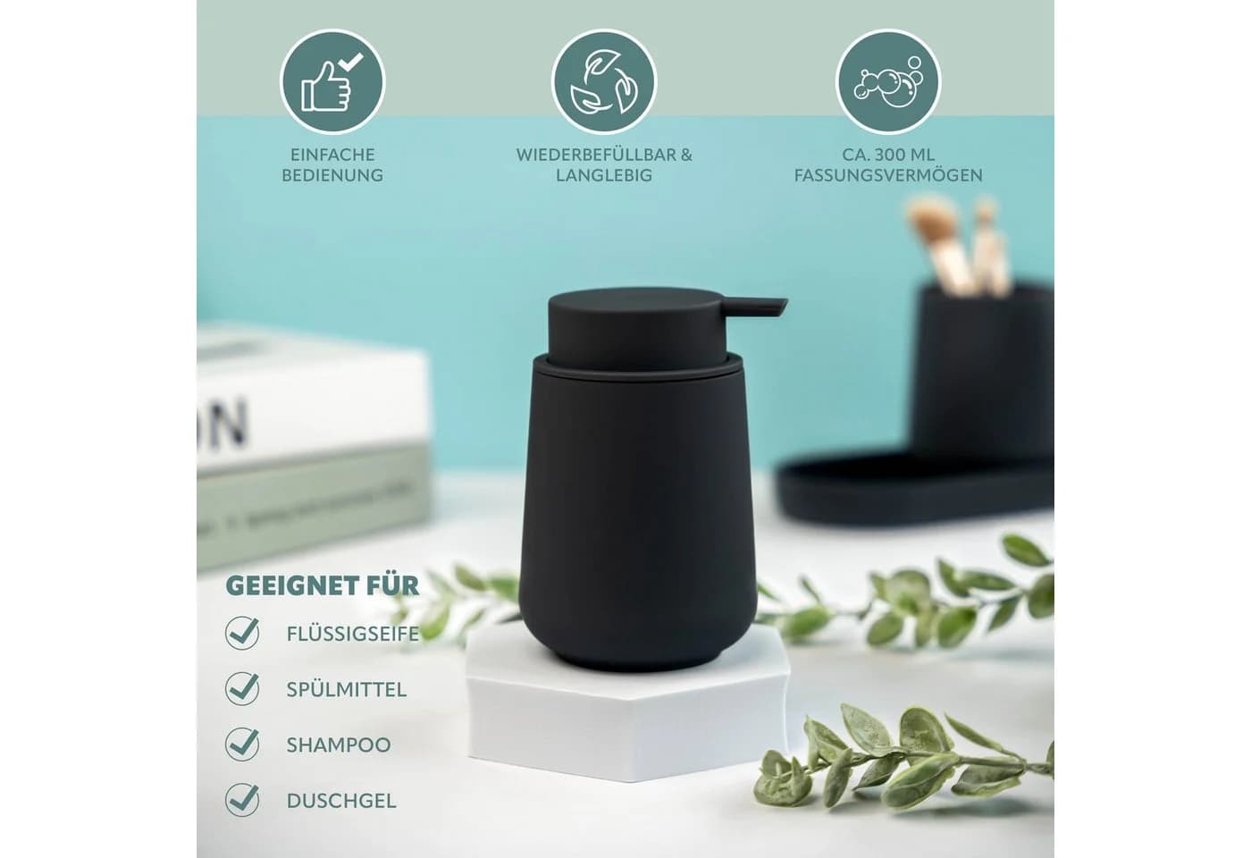 eluno Badaccessoire-Set TESERO 5tlg. Schwarz Soft-Touch - Bild 5