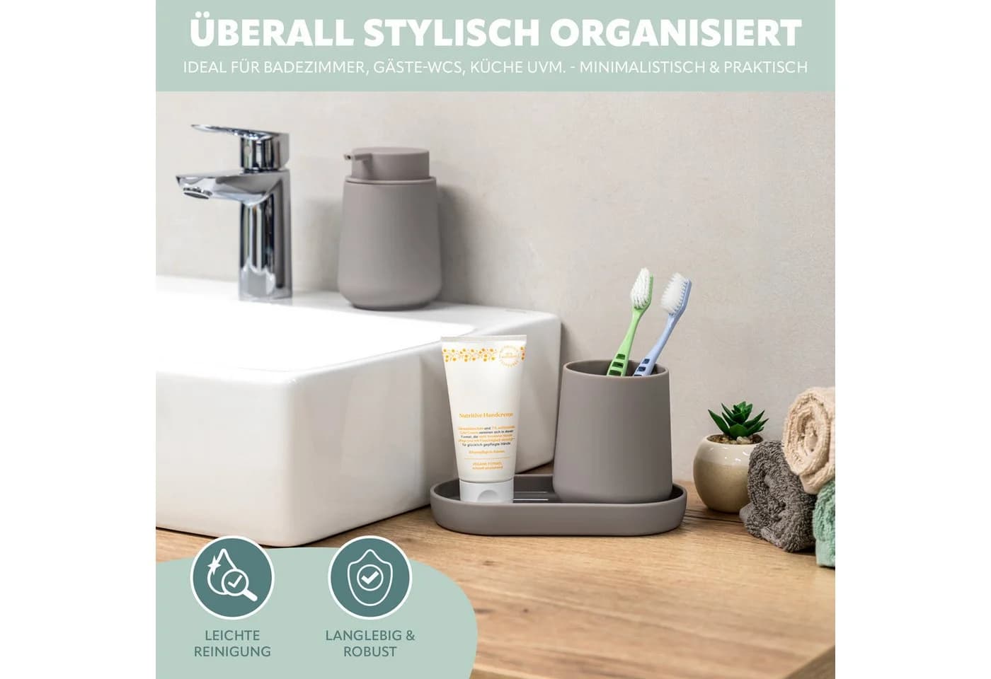 eluno Badaccessoire-Set TESERO 5tlg. Soft-Touch Grau - Bild 4