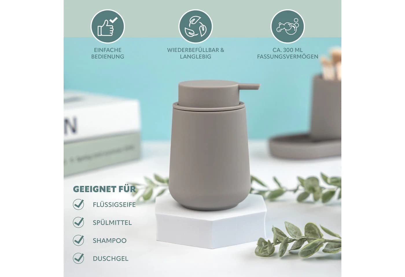 eluno Badaccessoire-Set TESERO 5tlg. Soft-Touch Grau - Bild 5