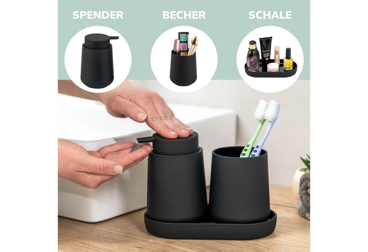 eluno Badaccessoire-Set 5tlg. Soft-Touch - Bild 3