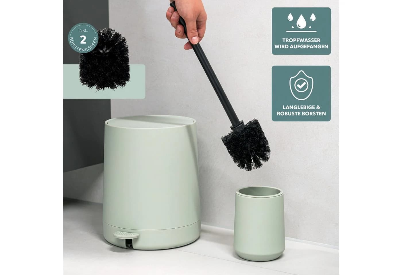 eluno Badaccessoire-Set TESERO 5tlg. Soft-Touch Salbei - Bild 5