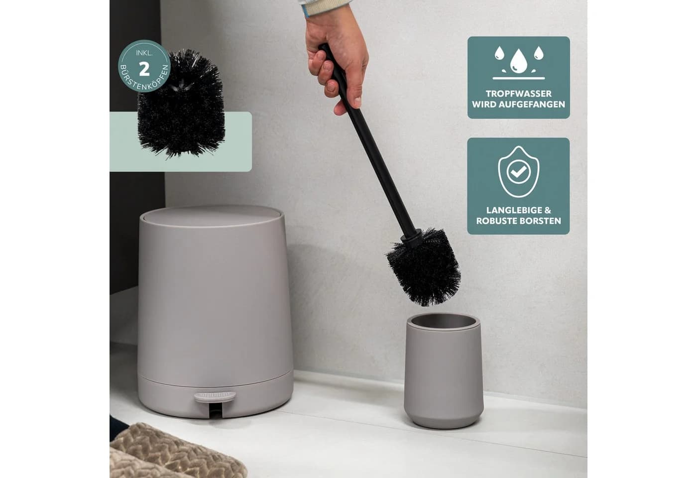 eluno Badaccessoire-Set TESERO 2tlg. Soft-Touch Taupe - Bild 4