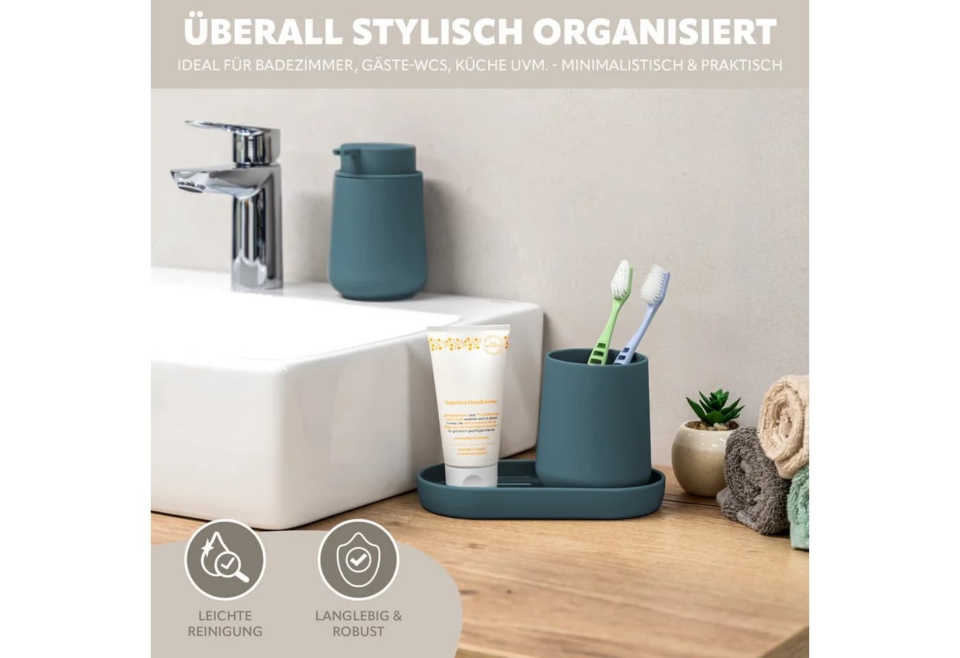 eluno Badaccessoire-Set TESERO 3tlg. Blau Soft-Touch - Bild 4