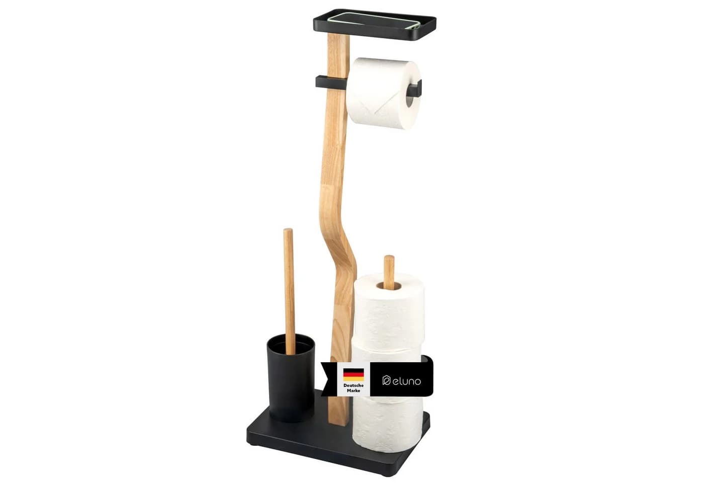 eluno freistehende WC-Garnitur 4in1 Schwarz FSC-Holz - Bild 2