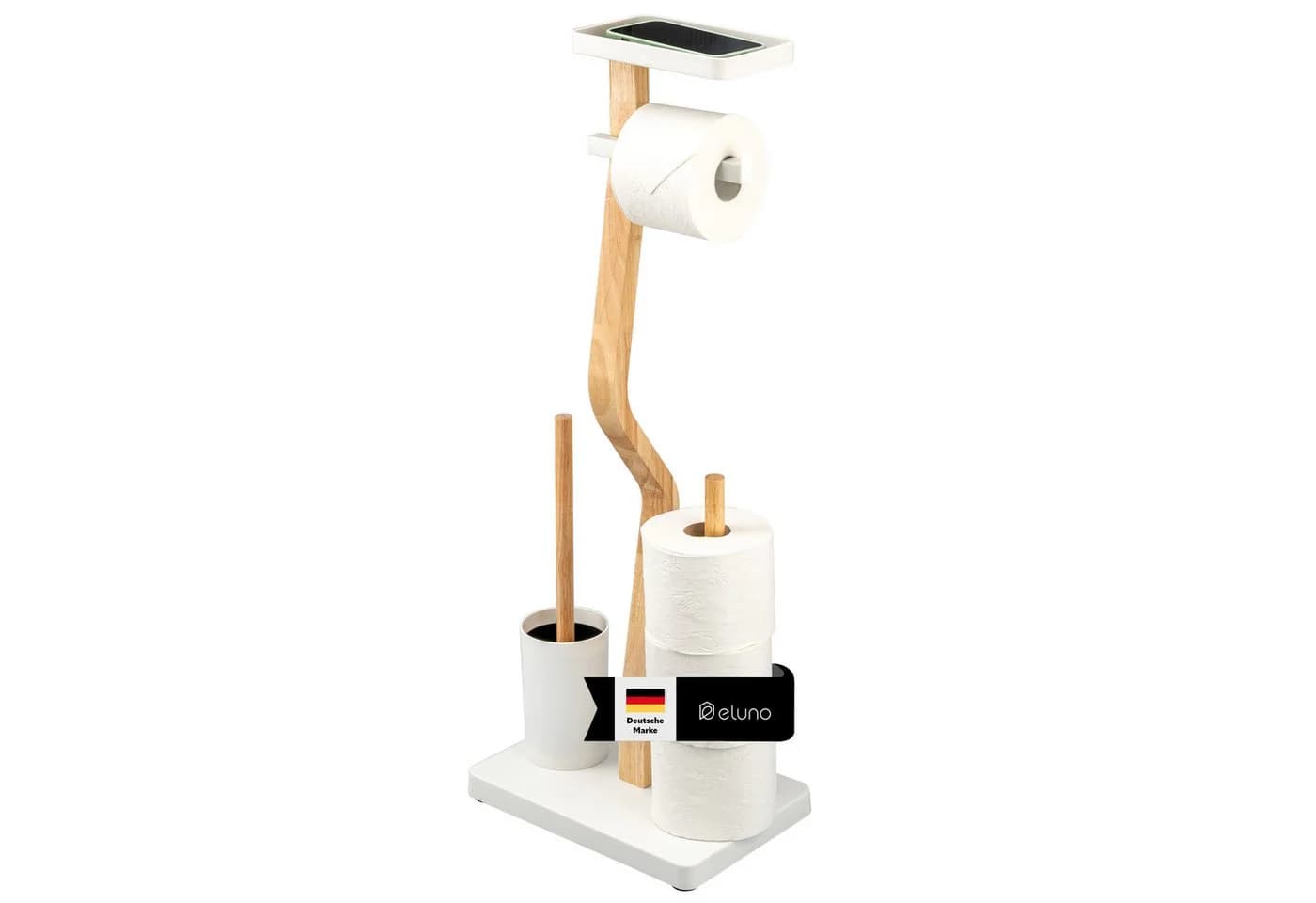 eluno WC-Garnitur freistehend 4in1 Weiß Holz Metall - Bild 2