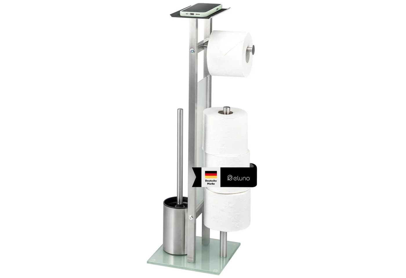 eluno WC-Garnitur freistehend Edelstahl & Glas 4in1 - Bild 2
