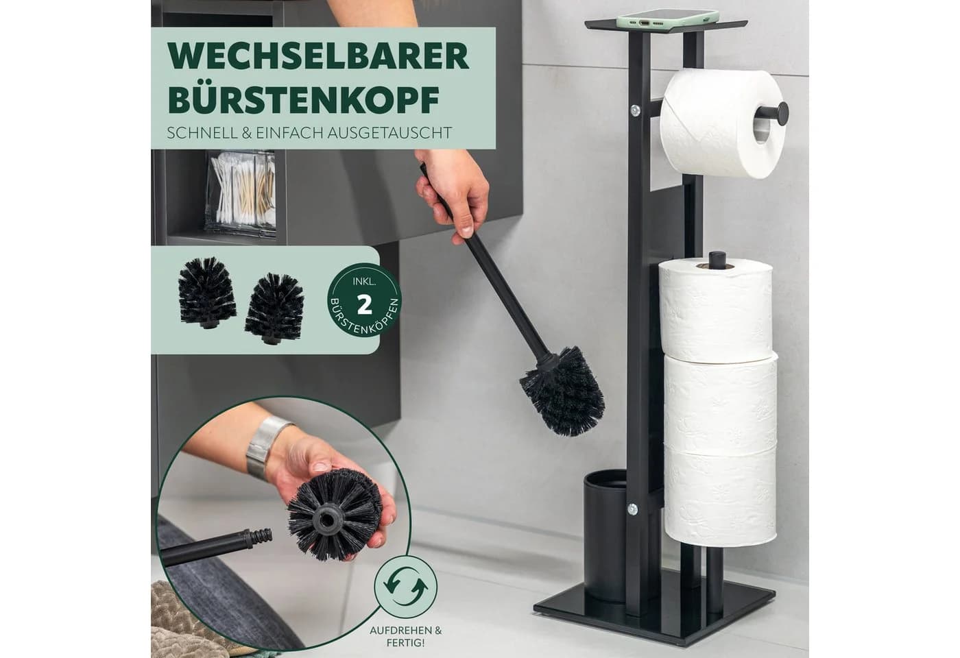 eluno WC-Garnitur freistehend 4in1 Edelstahl Schwarz - Bild 5