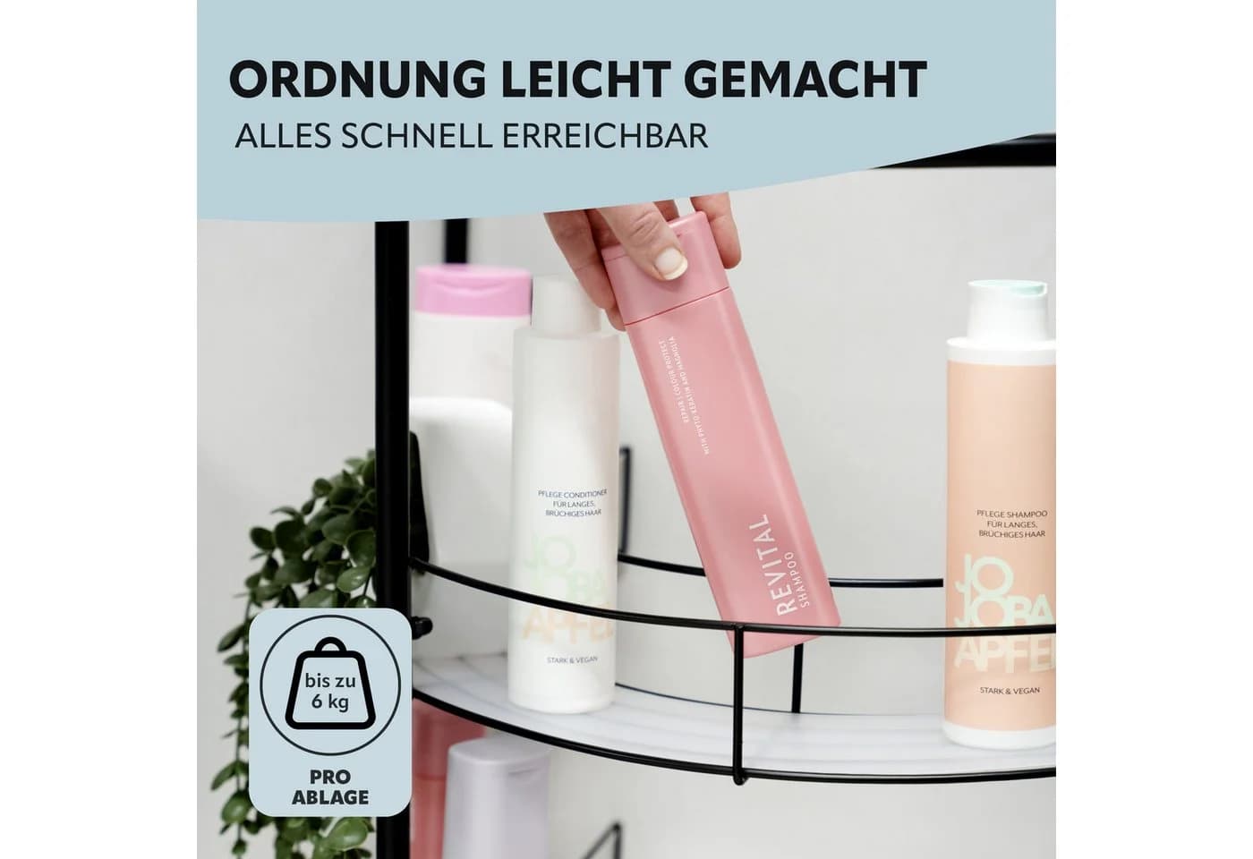 eluno Waschbeckenunterschrank Metall Schwarz mit Rollen - Bild 4