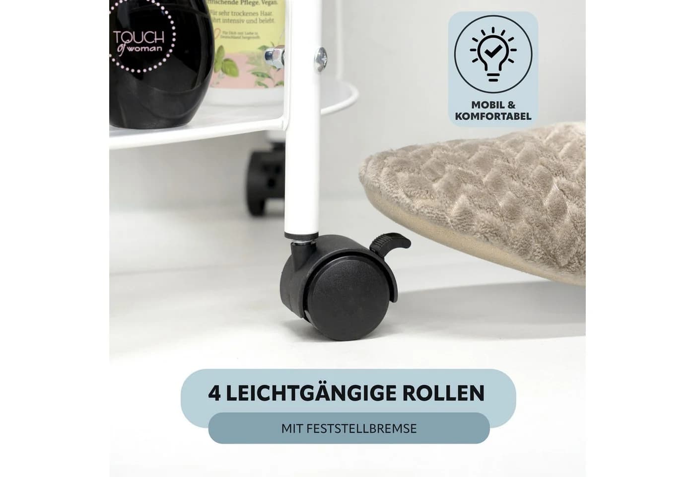 eluno Waschbeckenunterschrank Weiß Metall mit Rollen - Bild 5