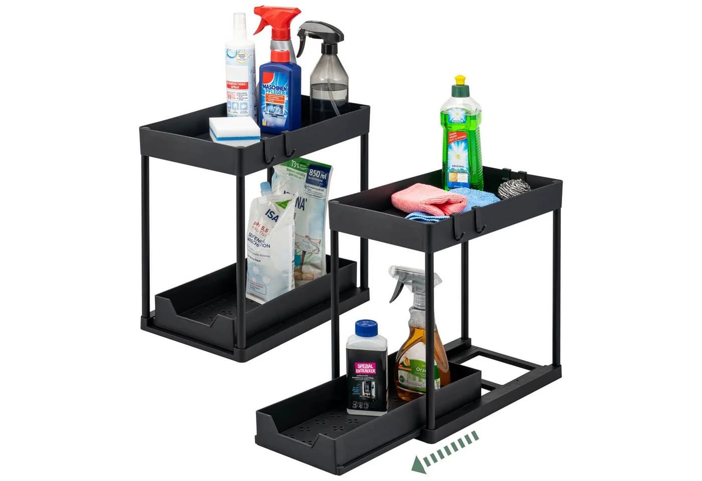 eluno Küchenorganizer-Set Spülschrank-Organizer 2er Set Schwarz - Bild 2