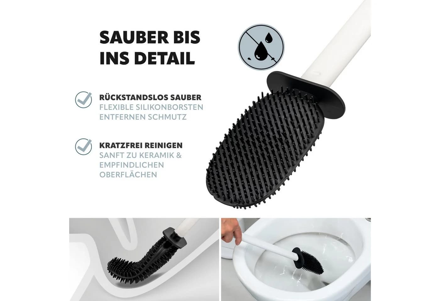 eluno WC-Garnitur 4in1 Cremeweiß mit Ablage & Aufbewahrungsbox - Bild 4