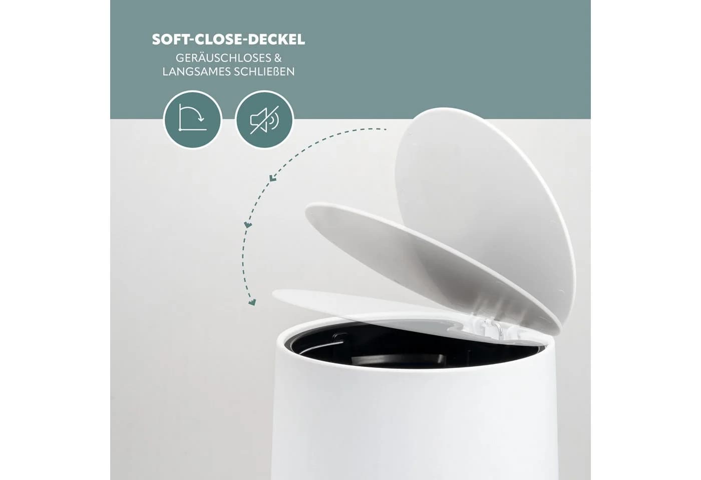 eluno Kosmetikeimer TESERO Treteimer 4L Weiß Soft-Touch - Bild 4