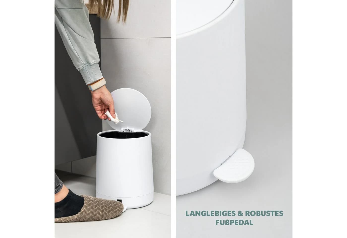 eluno Kosmetikeimer TESERO Treteimer 4L Weiß Soft-Touch - Bild 5