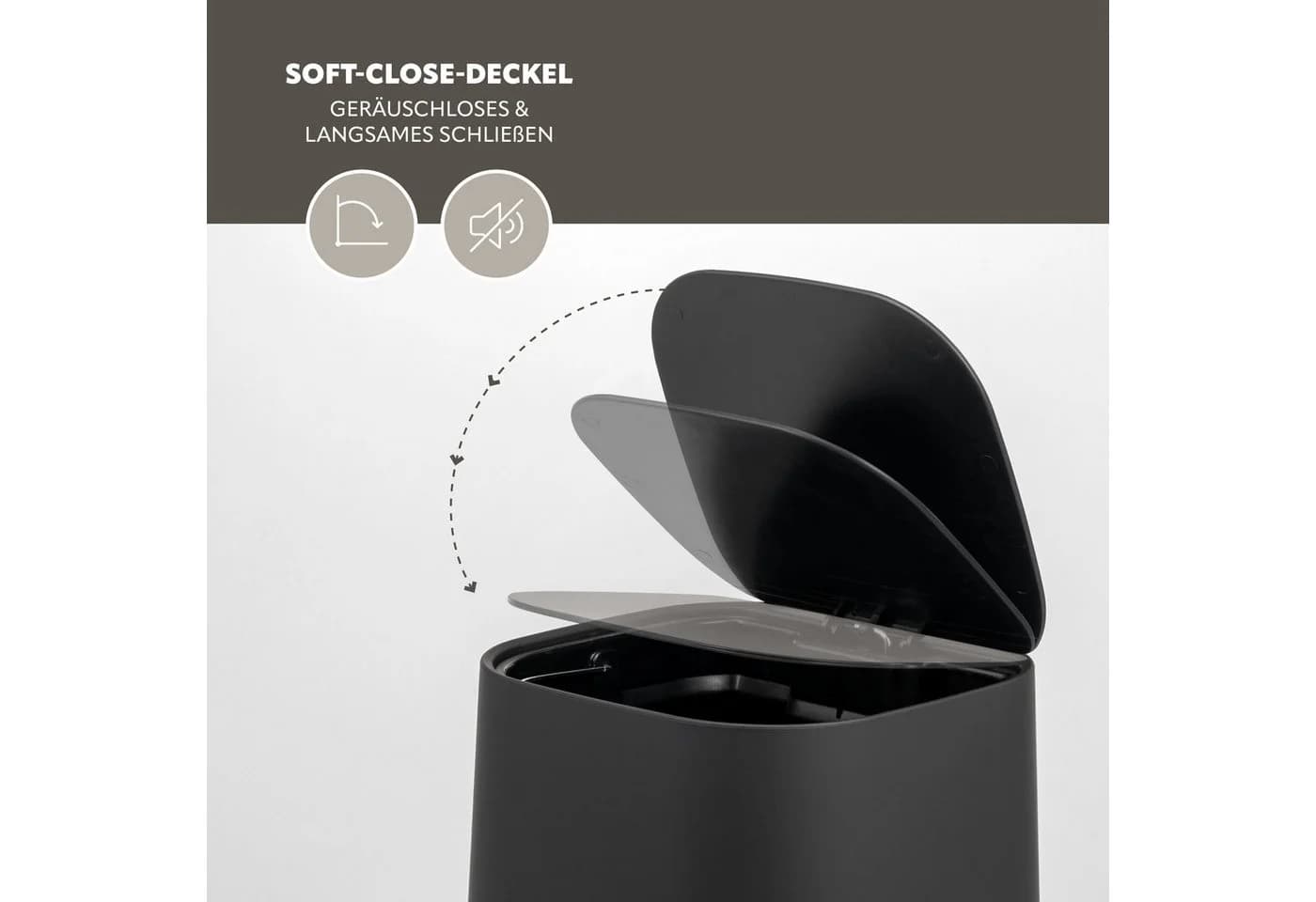 eluno Kosmetikeimer Valona Treteimer 4,5L Schwarz Soft-Touch - Bild 4