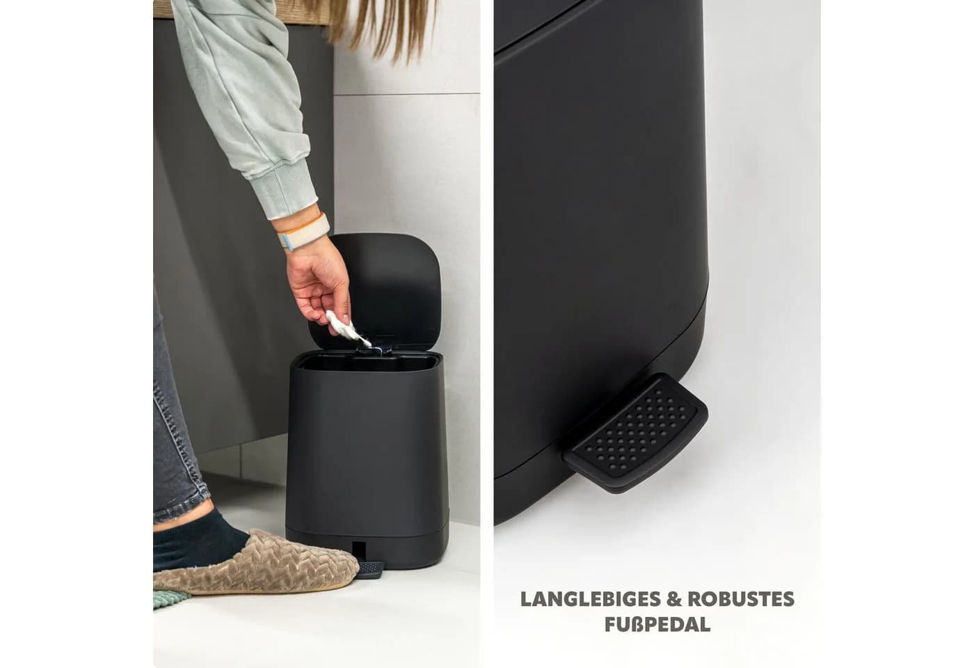 eluno Kosmetikeimer Valona Treteimer 4,5L Schwarz Soft-Touch - Bild 5