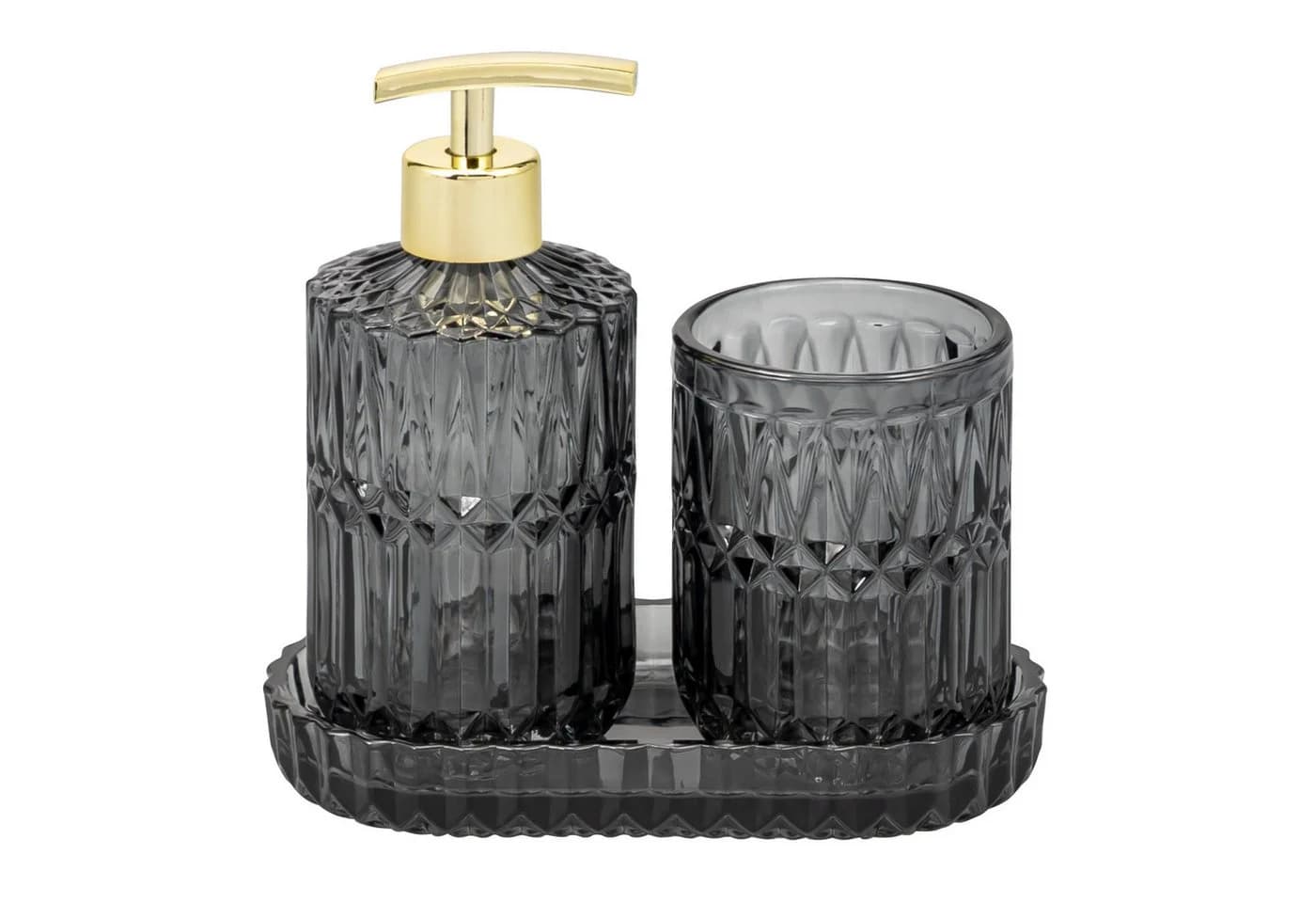 eluno Badaccessoire-Set BURANO 3tlg. Schwarz Gold Glas - Bild 2