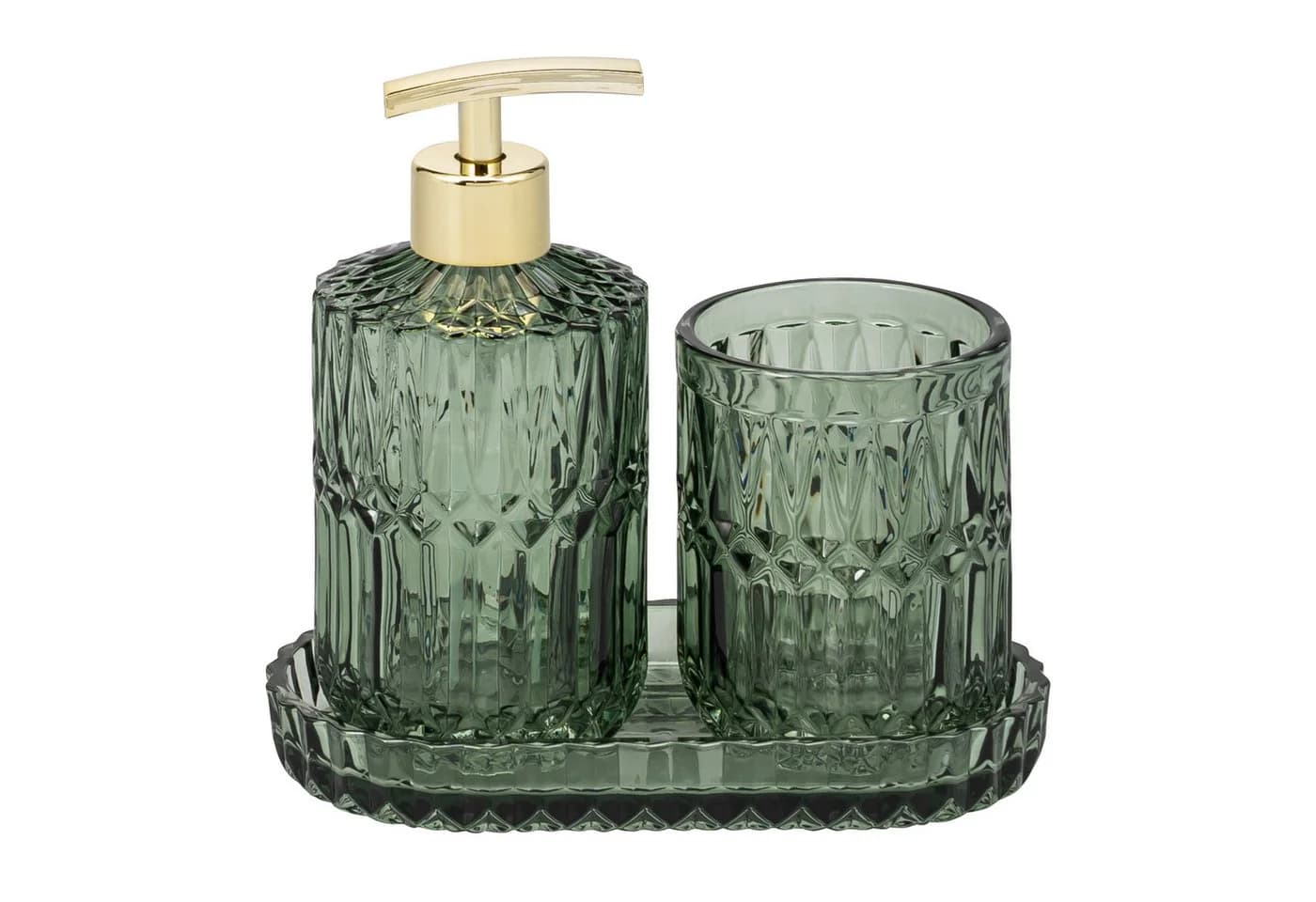 eluno Badaccessoire-Set BURANO 3tlg. Glas Grün Gold - Bild 2