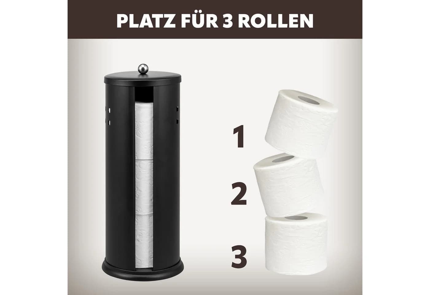 eluno Toilettenpapierhalter Schwarz mit Deckel & Entnahmefenster - Bild 4