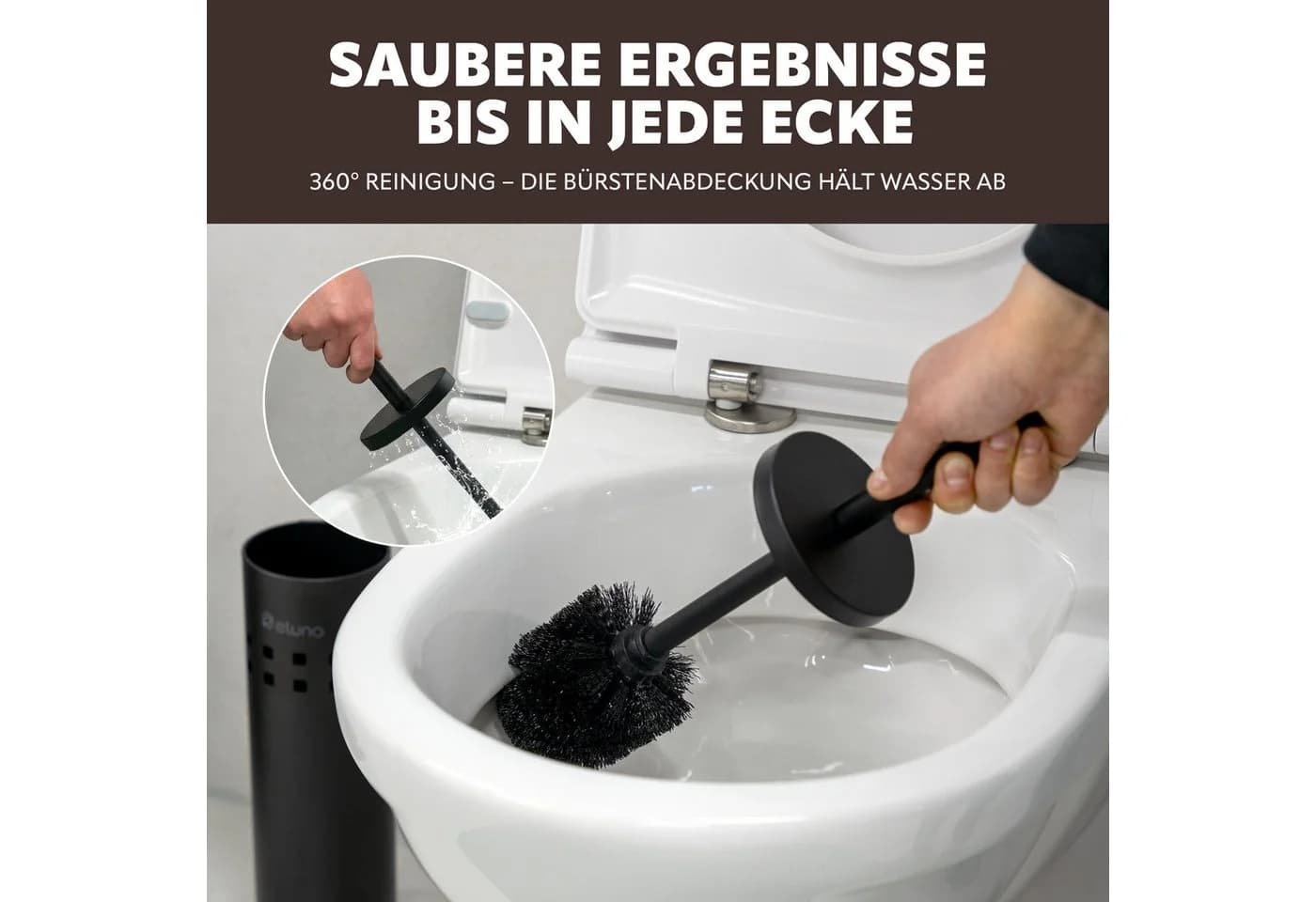 eluno Badaccessoire-Set AGLIANO 2tlg. Schwarz Loch-Dekor - Bild 3