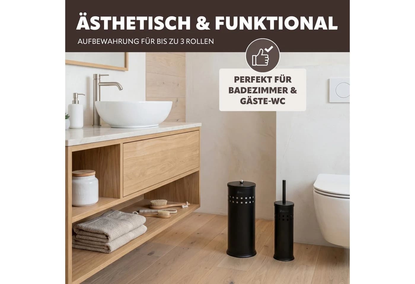 eluno Badaccessoire-Set AGLIANO 2tlg. Schwarz Loch-Dekor - Bild 5