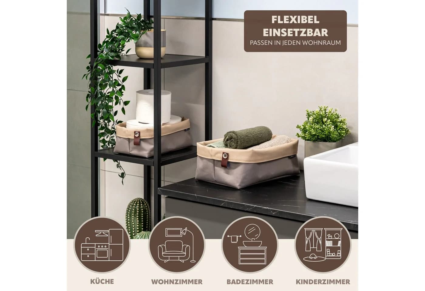 eluno Brotkorb NOVARA 2er Set Beige/Braun Wendbar - Bild 5
