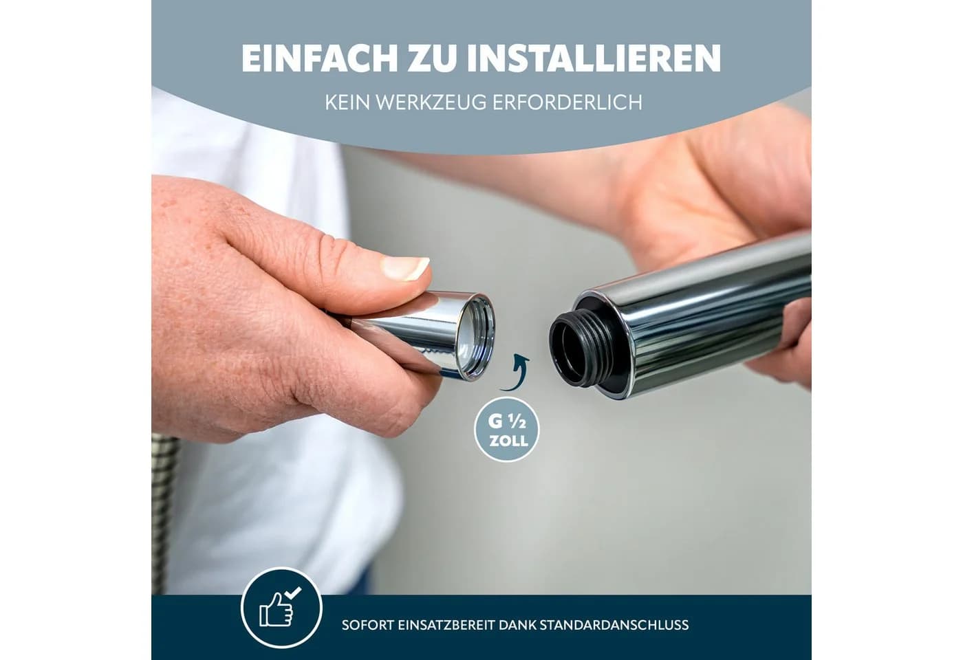 eluno Handbrause-Set mit 3 Strahlarten & Edelstahl-Schlauch Schwarz - Bild 5