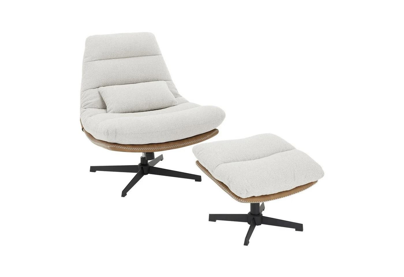 Sessel ANDREUS Beige mit Wippfunktion und 360 Grad drehbar - Bild 2
