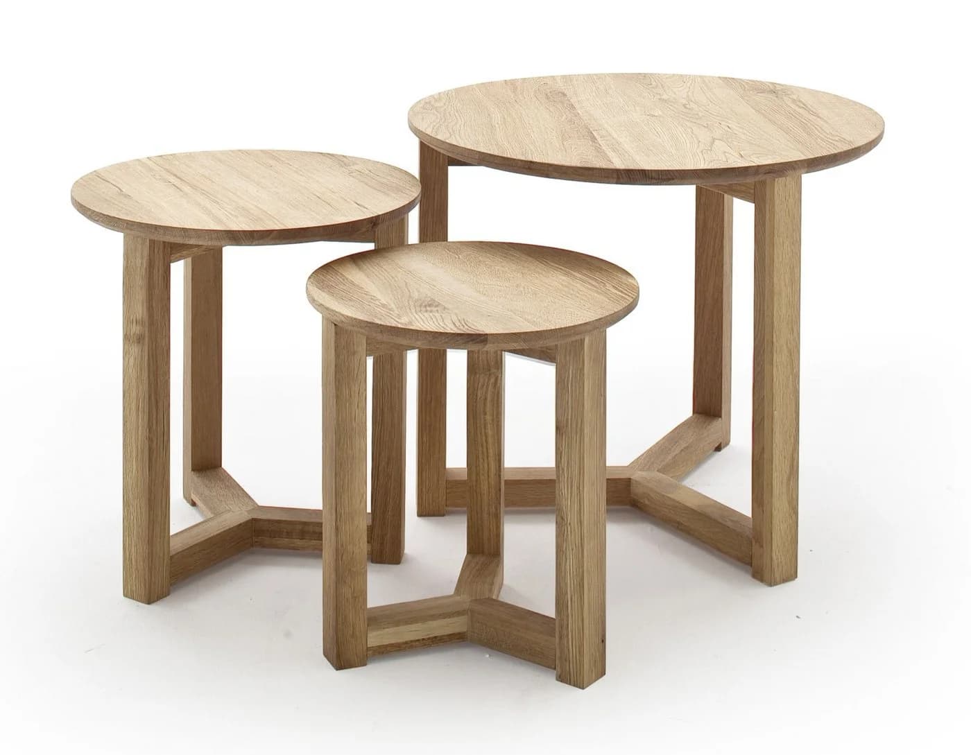 MCA furniture Couchtisch Set Sinio, 3-teilig, Asteiche massiv, Ø50/Ø45/Ø32 - Bild 2