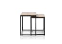 Robas Lund Couchtisch SAKURA 2er Set Asteiche massiv geölt Metallrahmen schwarz Bild 1