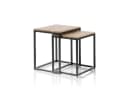Robas Lund Couchtisch SAKURA 2er Set Asteiche massiv geölt Metallrahmen schwarz Bild 2