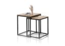 Robas Lund Couchtisch SAKURA 2er Set Asteiche massiv geölt Metallrahmen schwarz Bild 3