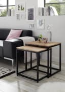 Robas Lund Couchtisch SAKURA 2er Set Asteiche massiv geölt Metallrahmen schwarz Bild 5