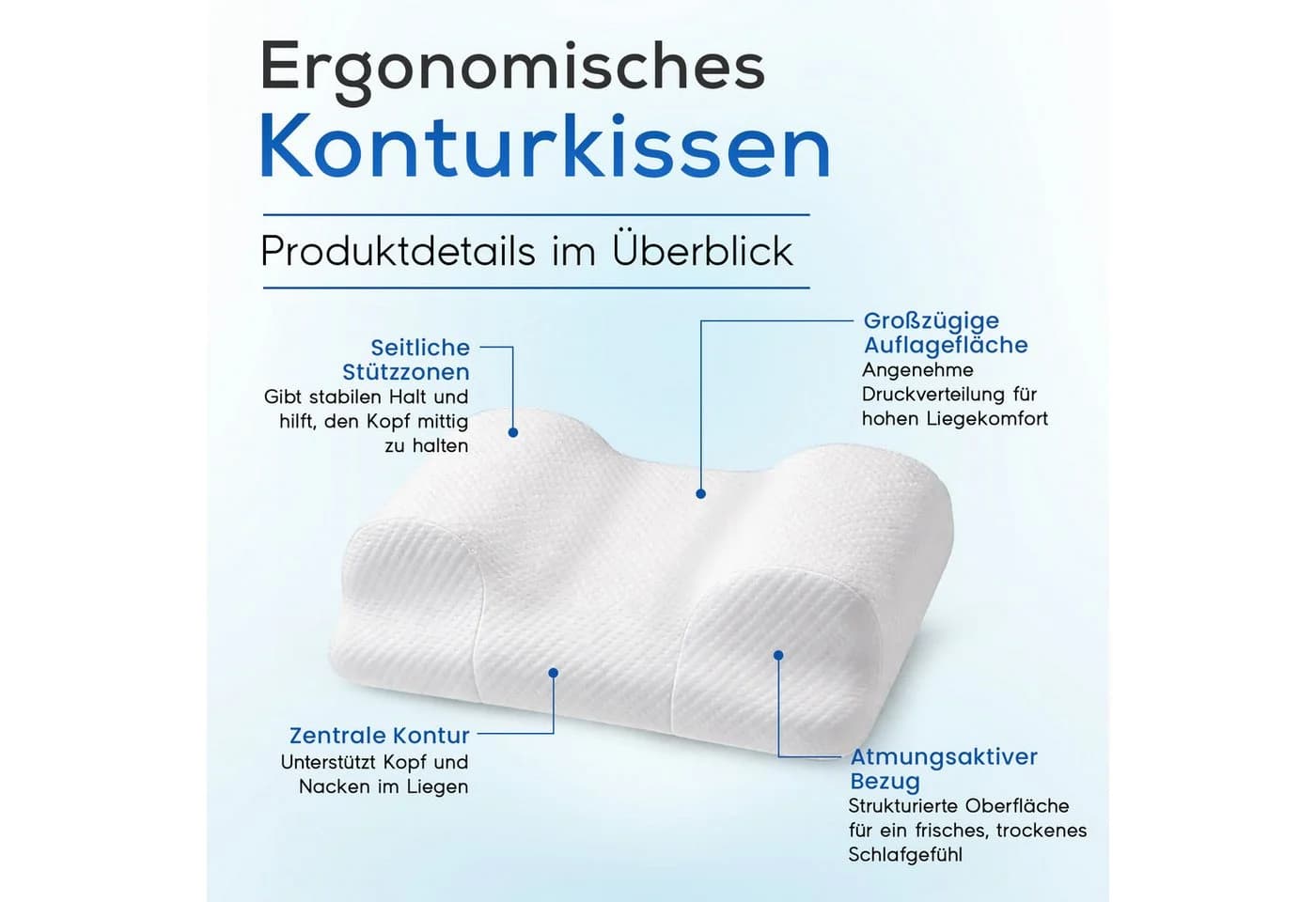 RelaxSleep Kopfkissen Rückenschläfer Anti-Falten Memory-Schaum - Bild 4