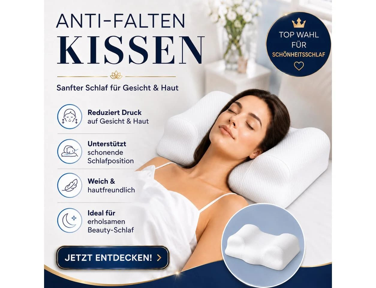 RelaxSleep Anti-Falten Kissen Memory Foam Beauty Schlafkissen - Bild 2